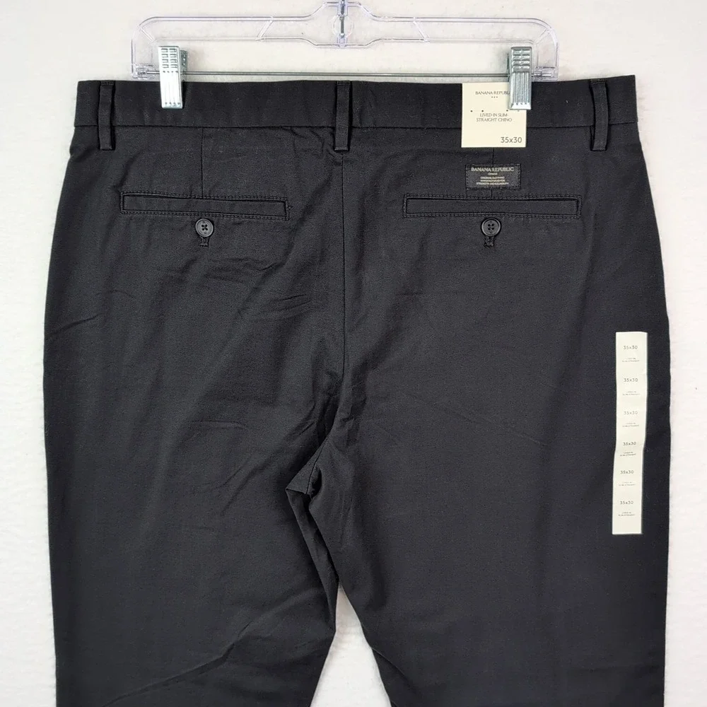 NWT‎ Banana Republic Lived In Slim Straight Chino Pants Men's 35x30 Black